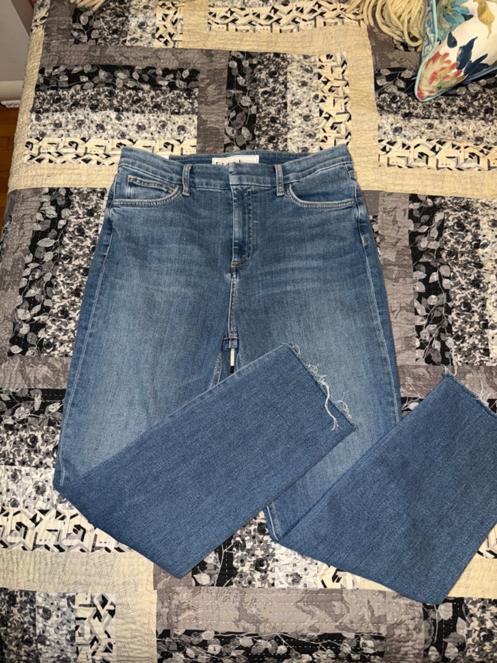 Frank & Eileen Derry Mid-Blue skinny frayed jeans